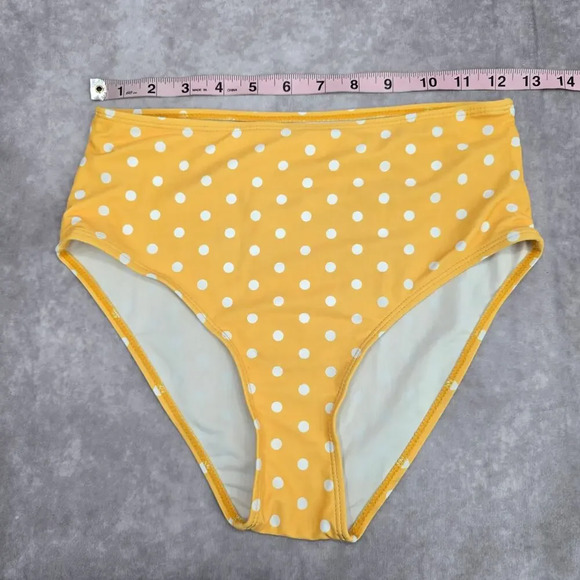 Yellow Polka Dot High Waist Bikini Bottom Swimwear Medium - Picture 3 of 6